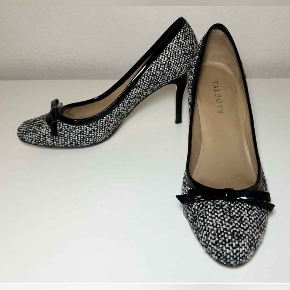 Talbots Tweed Black and White Heels